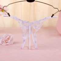 GS322 - Celana Dalam G-String Mutiara T-Back Crotchless Putih