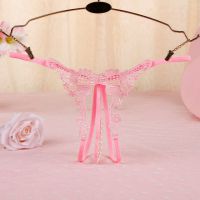 GS323 - Celana Dalam G-String Mutiara T-Back Crotchless Pink