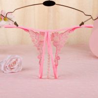 GS323 - Celana Dalam G-String Mutiara T-Back Crotchless Pink - 2