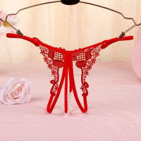 GS324 - Celana Dalam G-String Mutiara T-Back Crotchless Merah - Thumbnail 2