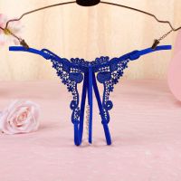 GS325 - Celana Dalam G-String Mutiara T-Back Crotchless Biru