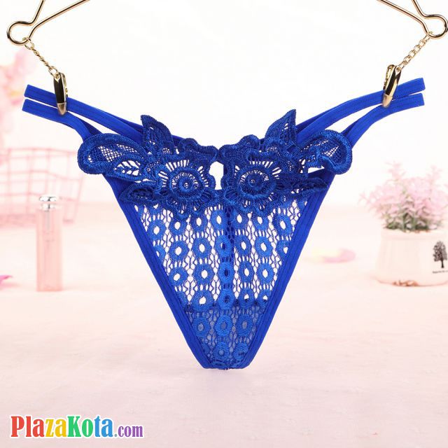 GS331 - Celana Dalam G-String Wanita T-Back Tali 2 Biru - Photo 1