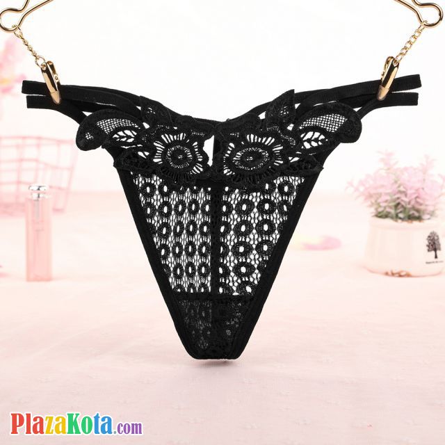 GS332 - Celana Dalam G-String Wanita T-Back Tali 2 Hitam - Photo 1