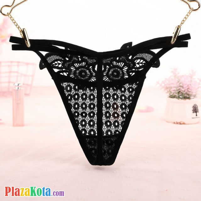 GS332 - Celana Dalam G-String Wanita T-Back Tali 2 Hitam - Photo 2