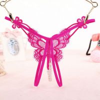 GS333 - Celana Dalam G-String Mutiara T-Back Kupu-Kupu Crotchless Magenta - Thumbnail 2