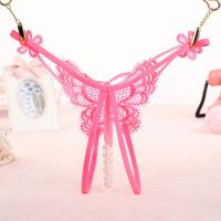 GS335 - Celana Dalam G-String Mutiara T-Back Kupu-Kupu Crotchless Pink - 2