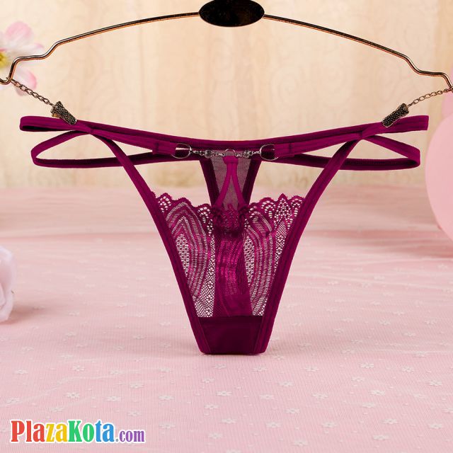 GS339 - Celana Dalam G-String Wanita Tali 2 Marun - Photo 1