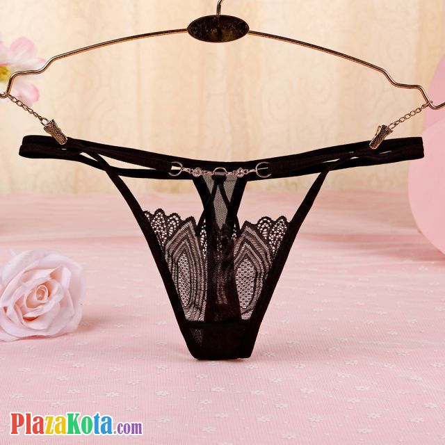 GS344 - Celana Dalam G-String Wanita Tali 2 Hitam - Photo 1