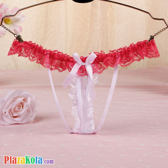 GS345 - Celana Dalam G-String Mutiara Putih Karet Peach - Photo 1