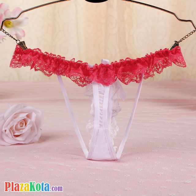 GS345 - Celana Dalam G-String Mutiara Putih Karet Peach - Photo 2