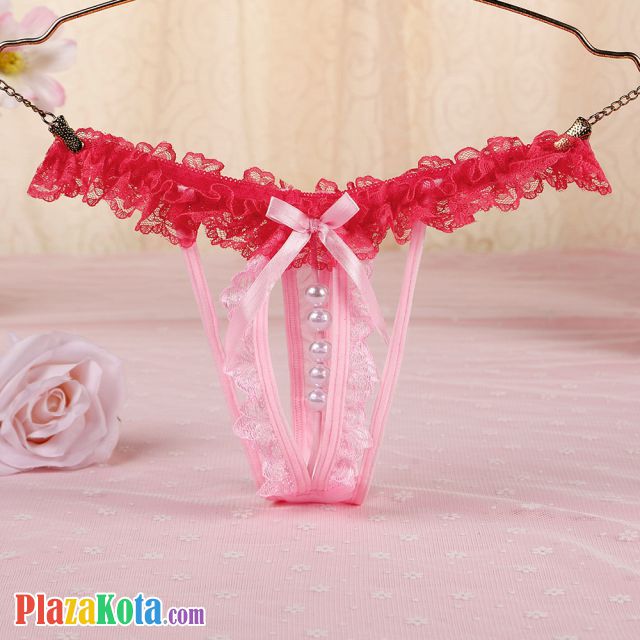 GS346 - Celana Dalam G-String Mutiara Pink Karet Peach - Photo 1