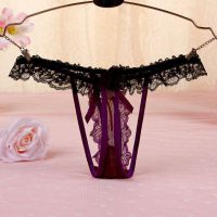 GS347 - Celana Dalam G-String Mutiara Ungu Karet Hitam - 2