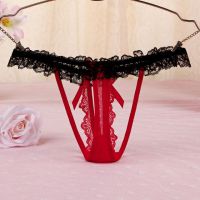 GS348 - Celana Dalam G-String Mutiara Merah Karet Hitam - Thumbnail 2