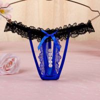 GS349 - Celana Dalam G-String Mutiara Biru Karet Hitam