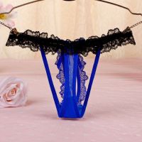 GS349 - Celana Dalam G-String Mutiara Biru Karet Hitam - 2