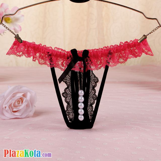 GS350 - Celana Dalam G-String Mutiara Hitam Karet Peach - Photo 1