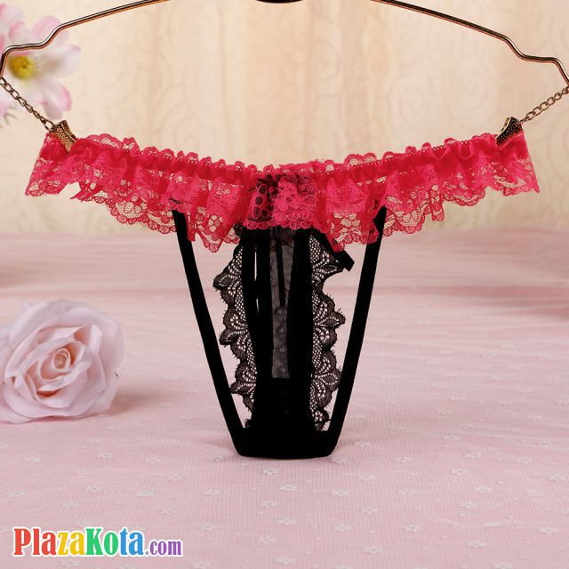 GS350 - Celana Dalam G-String Mutiara Hitam Karet Peach - Photo 2