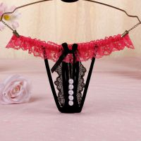 GS350 - Celana Dalam G-String Mutiara Hitam Karet Peach