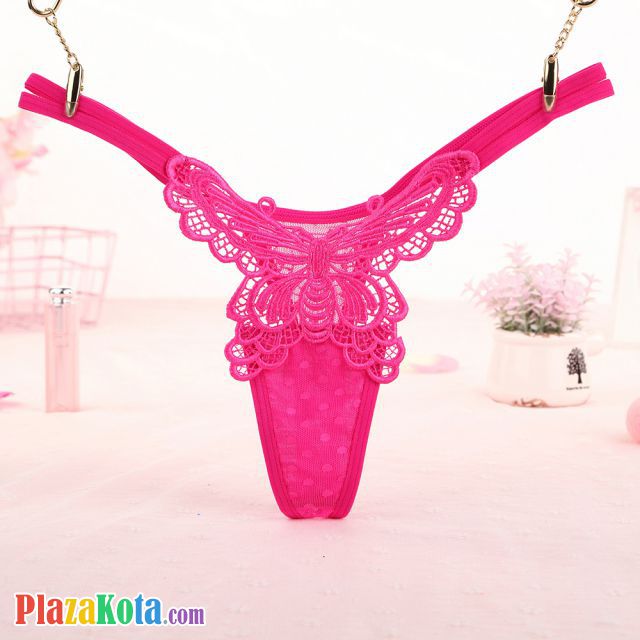 GS351 - Celana Dalam G-String Wanita Kupu-Kupu Tali 2 Magenta - Photo 1