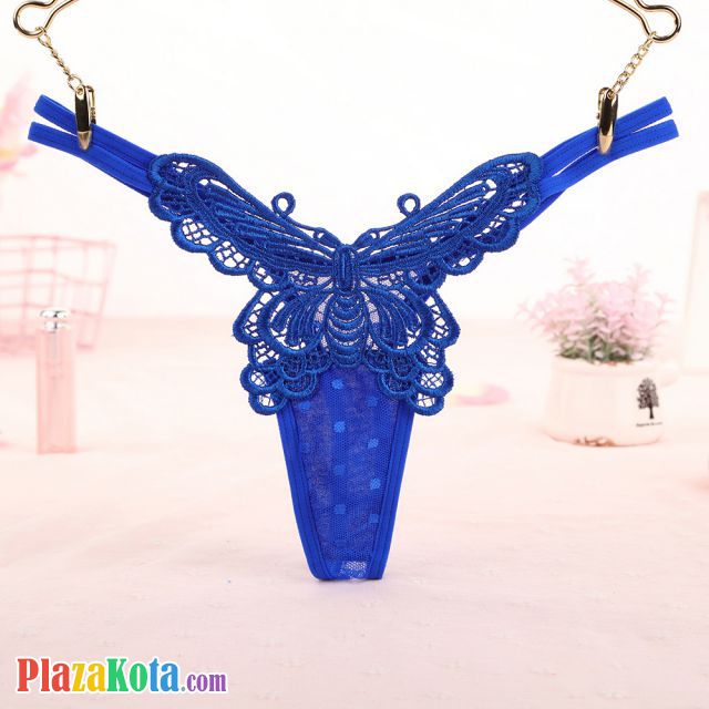 GS354 - Celana Dalam G-String Wanita Kupu-Kupu Tali 2 Biru - Photo 1