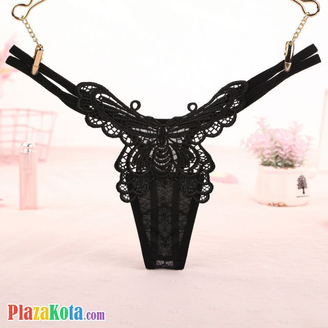 GS355 - Celana Dalam G-String Wanita Kupu-Kupu Tali 2 Hitam - Photo 1