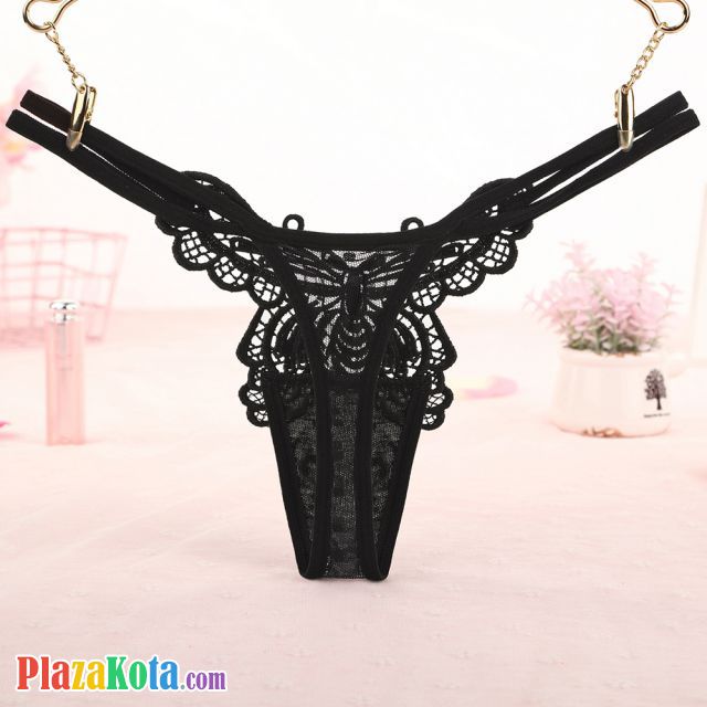 GS355 - Celana Dalam G-String Wanita Kupu-Kupu Tali 2 Hitam - Photo 2