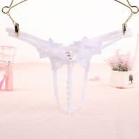 GS356 - Celana Dalam G-String Mutiara Crotchless Tali 2 Putih