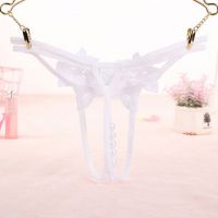 GS356 - Celana Dalam G-String Mutiara Crotchless Tali 2 Putih - 2