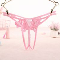 GS357 - Celana Dalam G-String Mutiara Crotchless Tali 2 Pink - 2