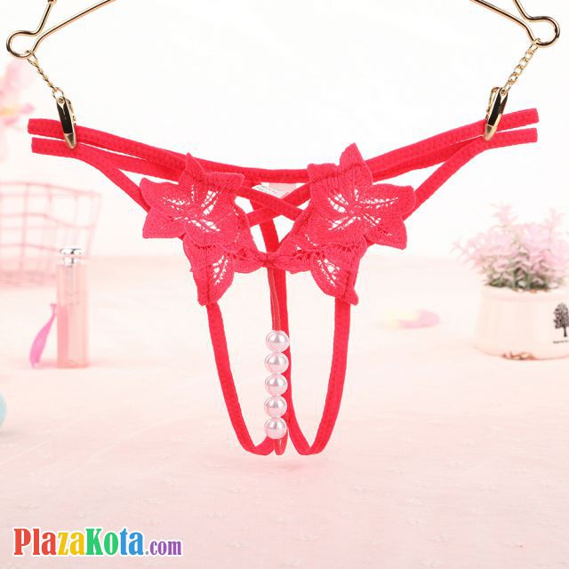 GS361 - Celana Dalam G-String Mutiara Crotchless Tali 2 Peach - Photo 1