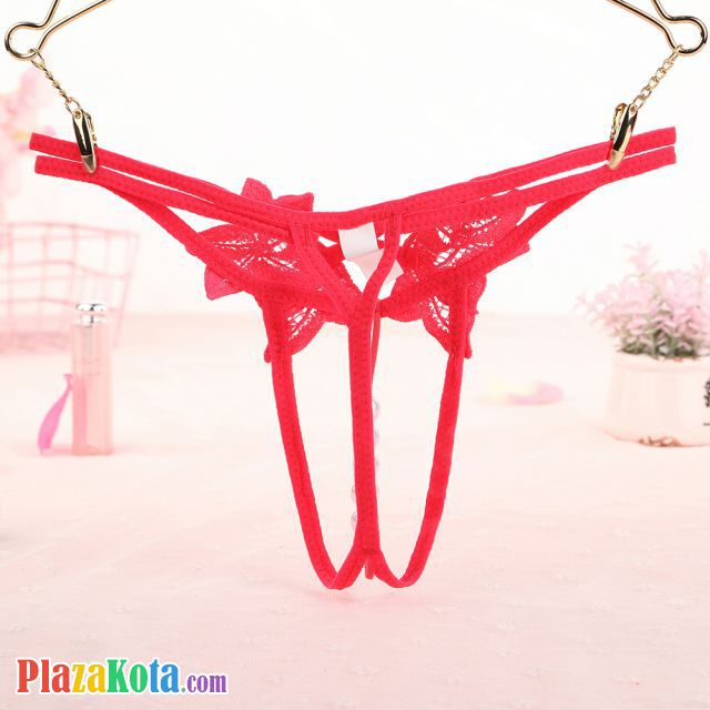 GS361 - Celana Dalam G-String Mutiara Crotchless Tali 2 Peach - Photo 2