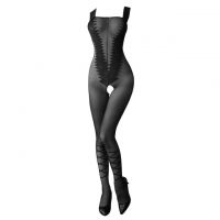 BS215 - Bodystocking Full Body Hitam Transparan Crotchless