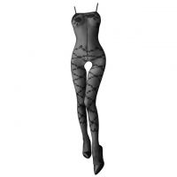 BS218 - Bodystocking Full Body Hitam Transparan Crotchless