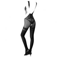 BS220 - Bodystocking Full Body Hitam Transparan Crotchless - 2