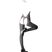 BS223 - Bodystocking Full Body Halterneck Fishnet Hitam Transparan - 2