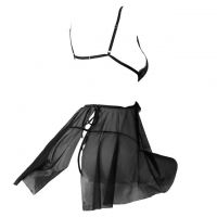 L1236 - Baju Tidur Lingerie Babydoll Mini Dress Hitam Transparan Pengait Belakang - Thumbnail 2