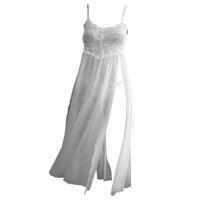 L1237 - Lingerie Long Gown Putih Transparan