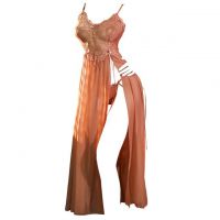 L1238 - Baju Tidur Lingerie Long Gown Gaun Panjang Maxi Dress Krem Transparan