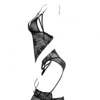 L1240 - Baju Tidur Lingerie Bustier Corset Dress Hitam Transparan Garter Strap Stocking - 2