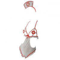 L1245 - Lingerie Costume Cosplay Nurse Suster Perawat Halter Putih Transparan Crotchless Bando