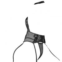 L1251 - Baju Tidur Lingerie Bustier Corset Dress Halter Hitam Transparan Garter Strap Stocking - 2