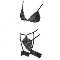 B341 - Bikini Bra Set Hitam Transparan, Garter, Thigh Band - Thumbnail 1