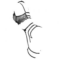 B345 - Bra Set Underwire Kawat Hitam Celana Dalam Tali Garter - Thumbnail 2