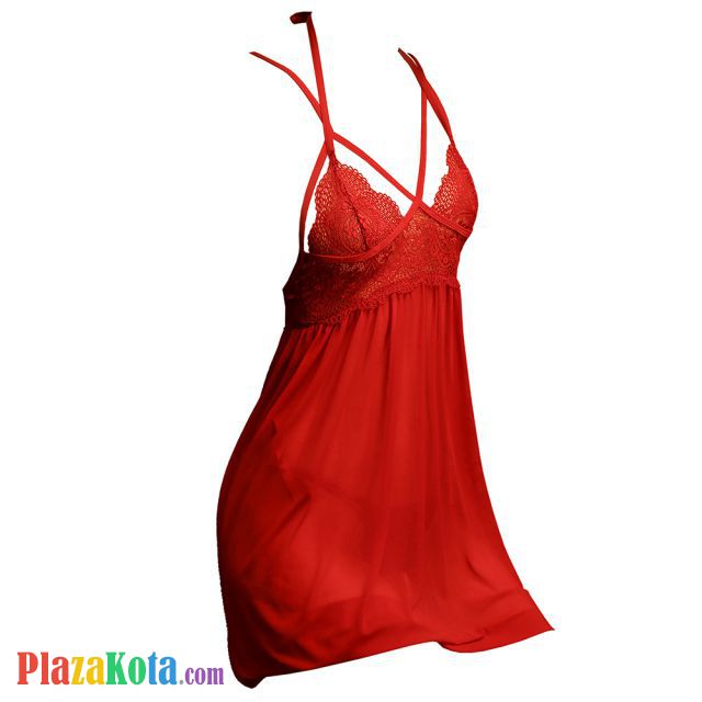 L1259 - Baju Tidur Lingerie Babydoll Mini Dress Tali Silang Merah Transparan Open Cup Tali Ikat Belakang - Photo 1