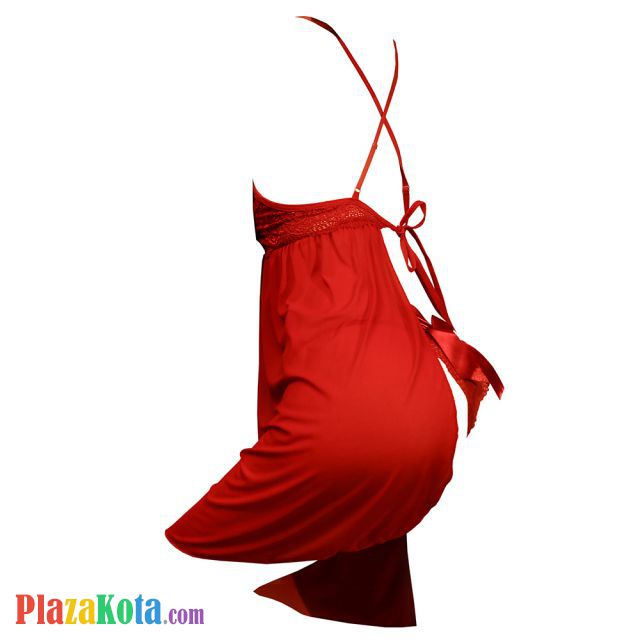 L1259 - Baju Tidur Lingerie Babydoll Mini Dress Tali Silang Merah Transparan Open Cup Tali Ikat Belakang - Photo 2