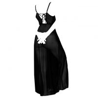 L1262 - Lingerie Long Gown Hitam Transparan - Thumbnail 2