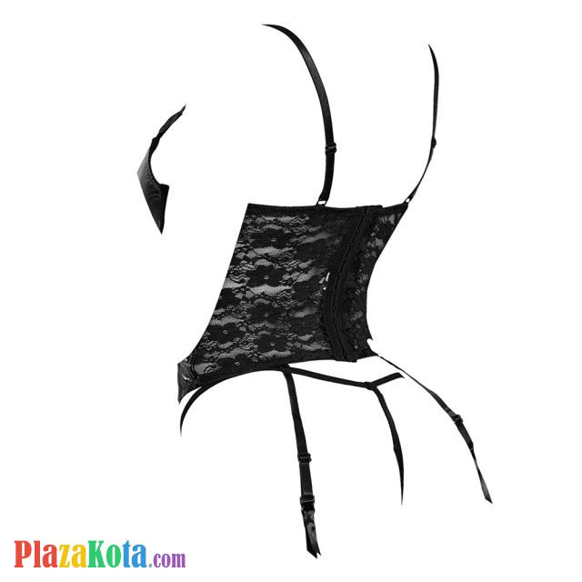 L1264 - Baju Tidur Lingerie Bustier Corset Dress Mistress Hitam Garter Strap Stocking - Photo 2
