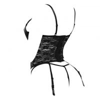 L1264 - Baju Tidur Lingerie Bustier Corset Dress Mistress Hitam Garter Strap Stocking - Thumbnail 2