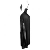 L1265 - Baju Tidur Lingerie Long Gown Maxi Dress Tali Silang Hitam Transparan Crotchless - Thumbnail 2