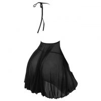 L1267 - Baju Tidur Lingerie Nightgown Sleepwear Midi Dress Halter Hitam Transparan - Thumbnail 2
